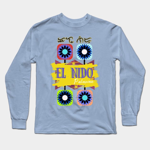 Baybayin word El Nido Long Sleeve T-Shirt by Pirma Pinas